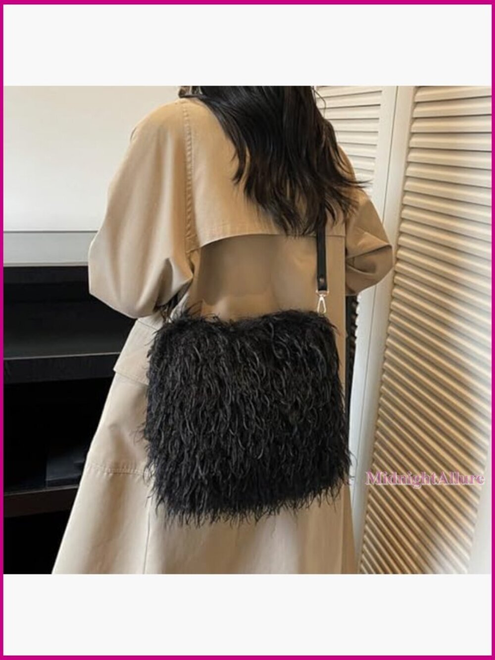 Faux Fur Shoulder Bag Crossbody Tote Handbag Winter Purse - Picture 5 of 6